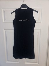 PLT black bodycon mini dress / long top tunic size 6 Embroidered Logo