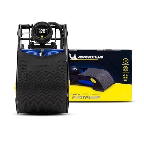 MICHELIN Digital Double Barrel Foot Pump - Heavy Duty Football Pump Inflator 