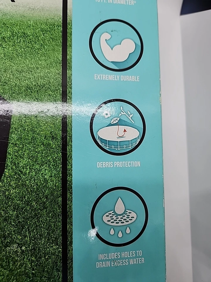 FLOWCLEAR BESTWAY POOL COVER 2022 INCLUDES ROPES, DRAIN HOLES 10" 3.05 mm - Image 4 of 4