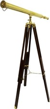 Nautical D cor Floor Standing Harbor Master Brass Telescope Tripod Stand Rustic