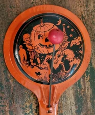 RARE Antique CHEIN? Co TIN Wood Clacker NOISEMAKER Halloween VINTAGE #3