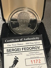 Sergei Fedorov 1 Troy Oz Highland Mint Silver Medallion #1172/5000 42.00 per troy oz