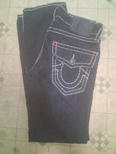 True Religion Jeans Men s Sz 31 Ricky Super T Flap Dark Blue Denim Relaxed