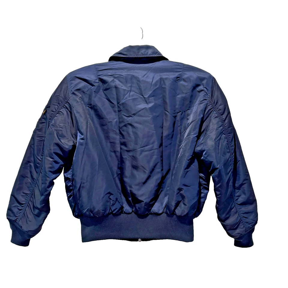Chaqueta de bombardero de vuelo Alpha Industries B-15 XL Marina USAF aviación piel perdida  Foto 2 de 4