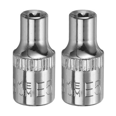 HARFINGTON 2pcs E-Torx Socket 1/4'' Drive E5 External Torx Deep x