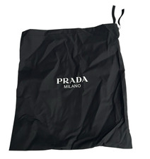 Authentic Prada Milano Dust Bag 13" x 14" Black Designer Satin Silky Smooth Feel