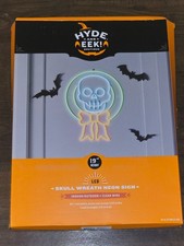 Hyde Eek Skull Wreath Neon Wall Light Halloween Decor New NWT