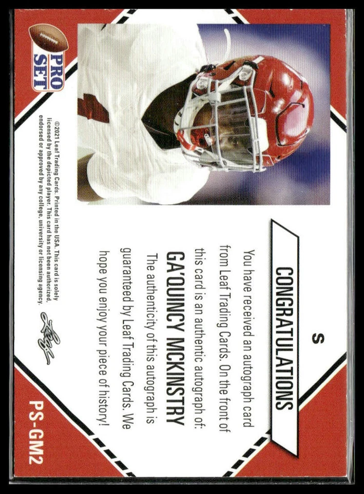 2021 Pro Set College Football #PS-GM2 Ga'Quincy McKinstry Autographs - Image 2 of 2