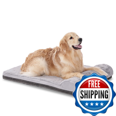 EGOHOME Orthopedic Dog Bed for Large Dogs,Waterproof Dog Crate Bed with Pillow,E