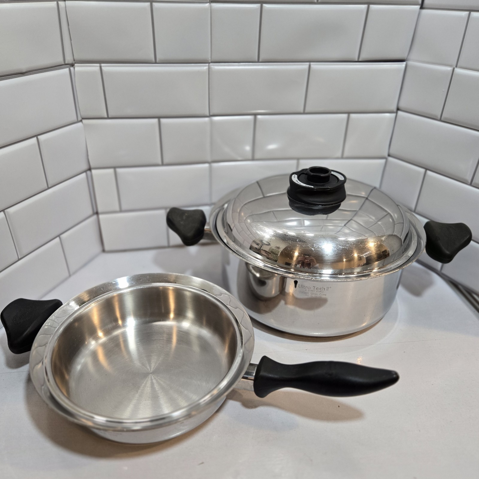 Carico Ultra Tech ll T304SS Stockpot & Lid 6 Qt + 1.7 Qt Pan Skillet READ*