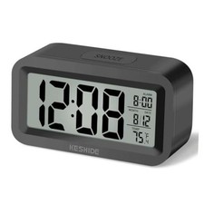 Travel Digital Alarm Clock, Battery Operated with Indoor Temperature, Black