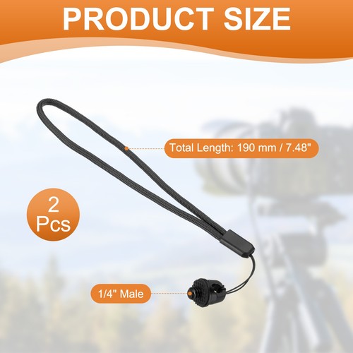 2 Pcs Camera Wrist Strap Lanyard Camera Hand Straps with 1/4" Screw Black - Photo 2 sur 7