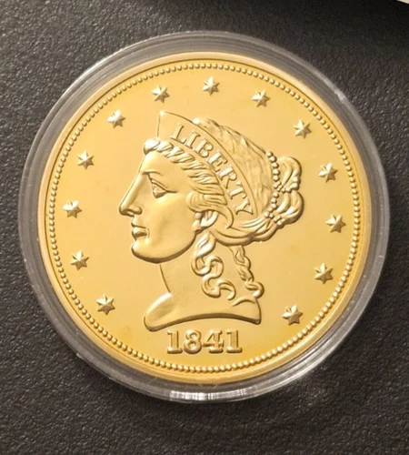 Lady Liberty 1841 Eagle Collector Coin American Mint Layered in 24k Gold