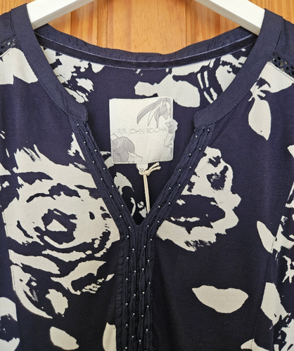 John Rocha Navy Printed Rose Tunic Dress Womens Uk 12 New With Tags - Picture 7 of 13