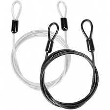 2 Pack Outdoor  Travel Security Cable with Loops, 3.3 ft x 1/8 in 1m x 3mm Br