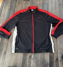 Nike Black Red And White Zip Up Track Jacket Mens Size XXL