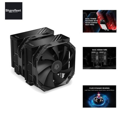 FROZN A720 BLACK - Black Dual Tower Air CPU Cooler, 163mm Height, 7×Ф6mm H...
