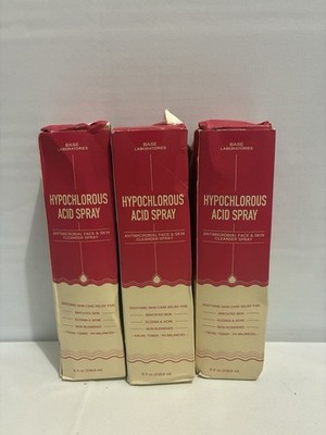 Lot Of 3-BASE LABORATORIES Hypochlorous Acid Spray for Face & Skin, 8 oz Each