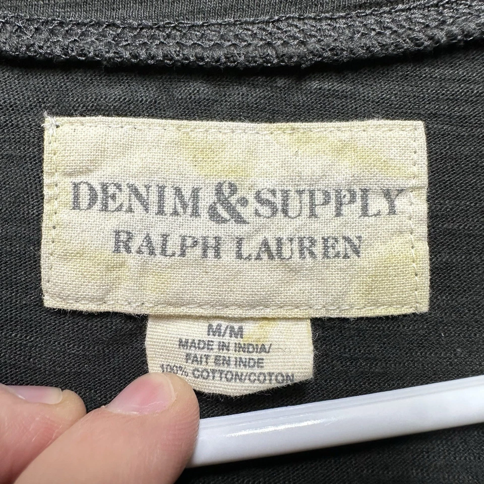 Camisa Denim & Supply Ralph Lauren Para Hombre Mediana Marrón/Gris Henley Manga Larga Usada en Excelente Condición Foto 4 de 4