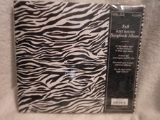 The Paper Studio 8x8 Scrapbook Album Black White Zebra print Memory W/pages
