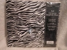 The Paper Studio 8x8 Scrapbook Album Black White Zebra print Memory W/pages