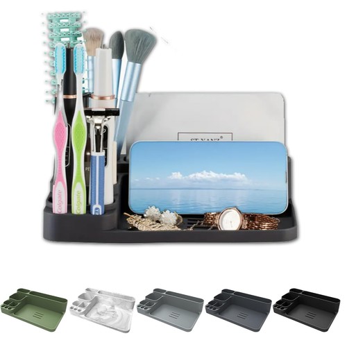 Toothbrush Holder, Silicone Bathroom Vanity Counter Organizer, Storage for Ph...