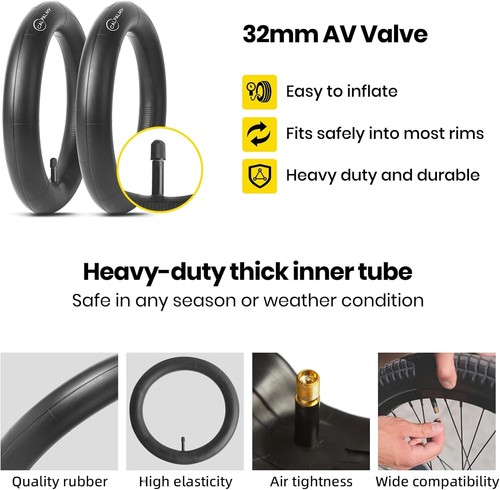 Heavy-Duty Kids Bike Inner Tubes 12-Inch with Schrader Valve - 2 Pack Value Set - Picture 7 of 8