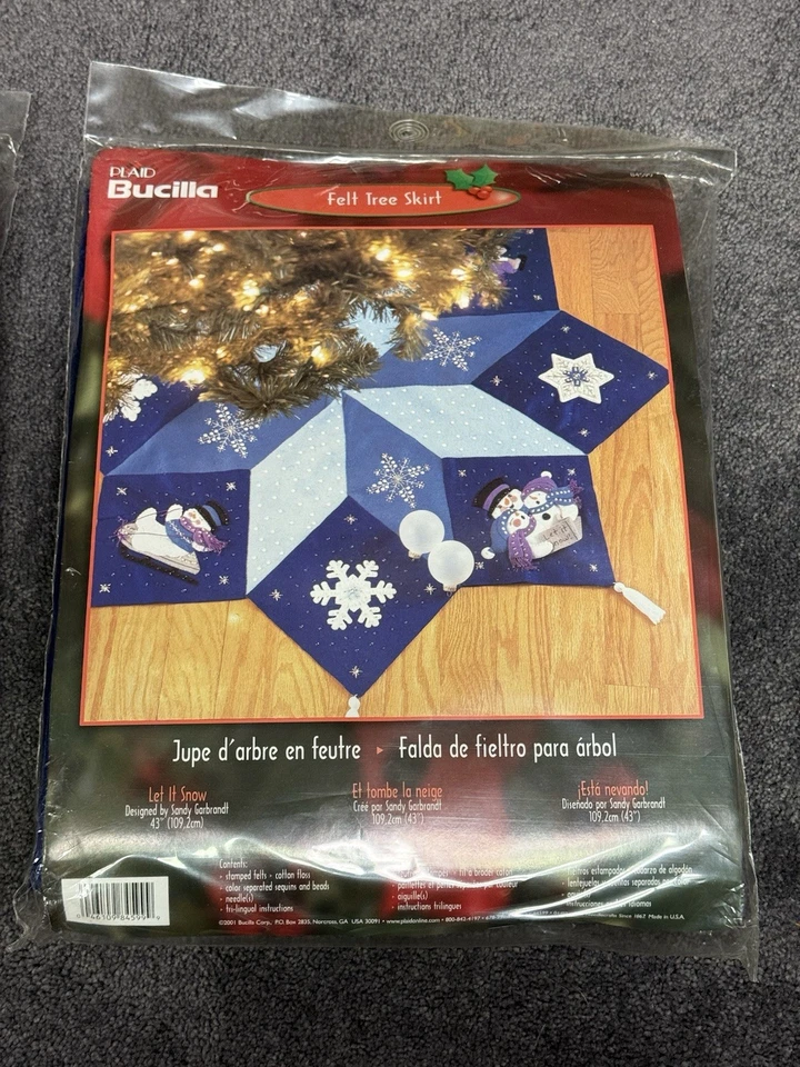 Bucilla Glitter & Glitz + Let It Snow 43" Christmas Tree Skirt Kits New Sealed - Image 3 of 4