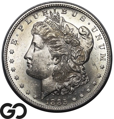 1885-S Morgan Silver Dollar, Scarce Semi-PL Better Date, Gem BU++
