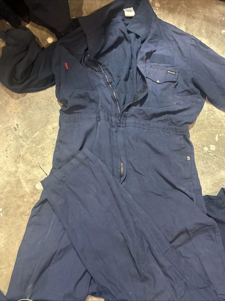 Workrite Nomex Coveralls Men's Large R Insulted Navy Blue Vintage Mechanic READ - Image 4 of 4