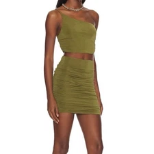 All The Ways Denise Ruched Skirt Set, Green, Size Small