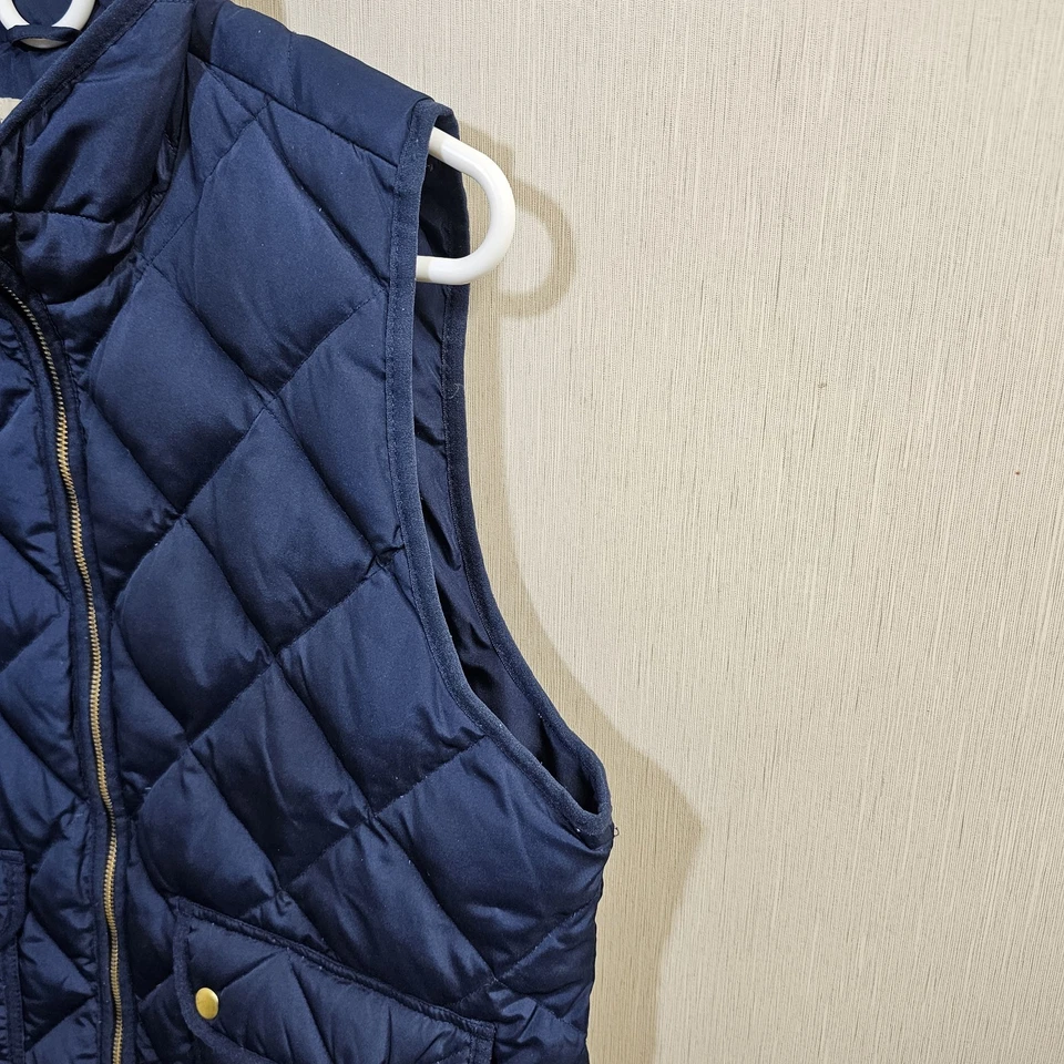 Chaleco acolchado Woolrich para mujer L azul marino con cremallera frontal dorado bolsillos a presión Foto 4 de 4