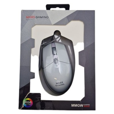 Mars Gaming Gaming MMGW, Weiße Gaming-Maus, RGB-Flow, Anti-Rutsch, Mac/Windows/L