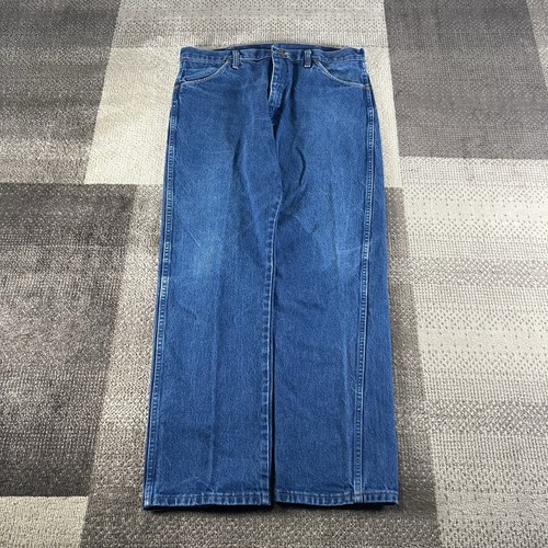 Jeans Wrangler uomo 36x32 taglio cowboy bootcut western lavaggio scuro blu cotone 13MWZ - Foto 3 di 7
