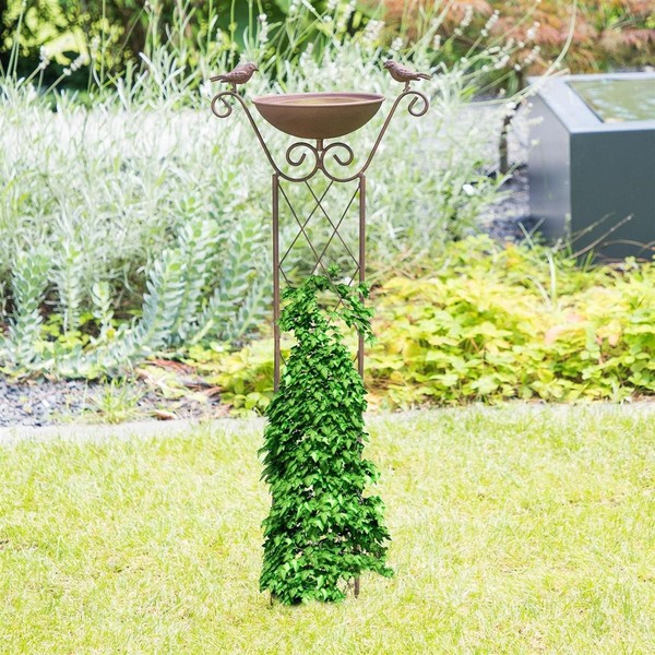 "Gartenstecker \"VogelträNke\" Rankhilfe Metall, Rost Optik, Garten Deko Winterfest"-image