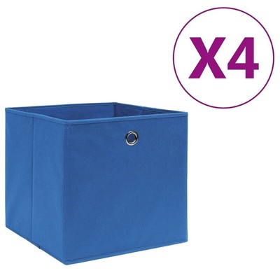 vidaXL Storage Box Set of 4 Blue Non-woven fabric Small Foldable