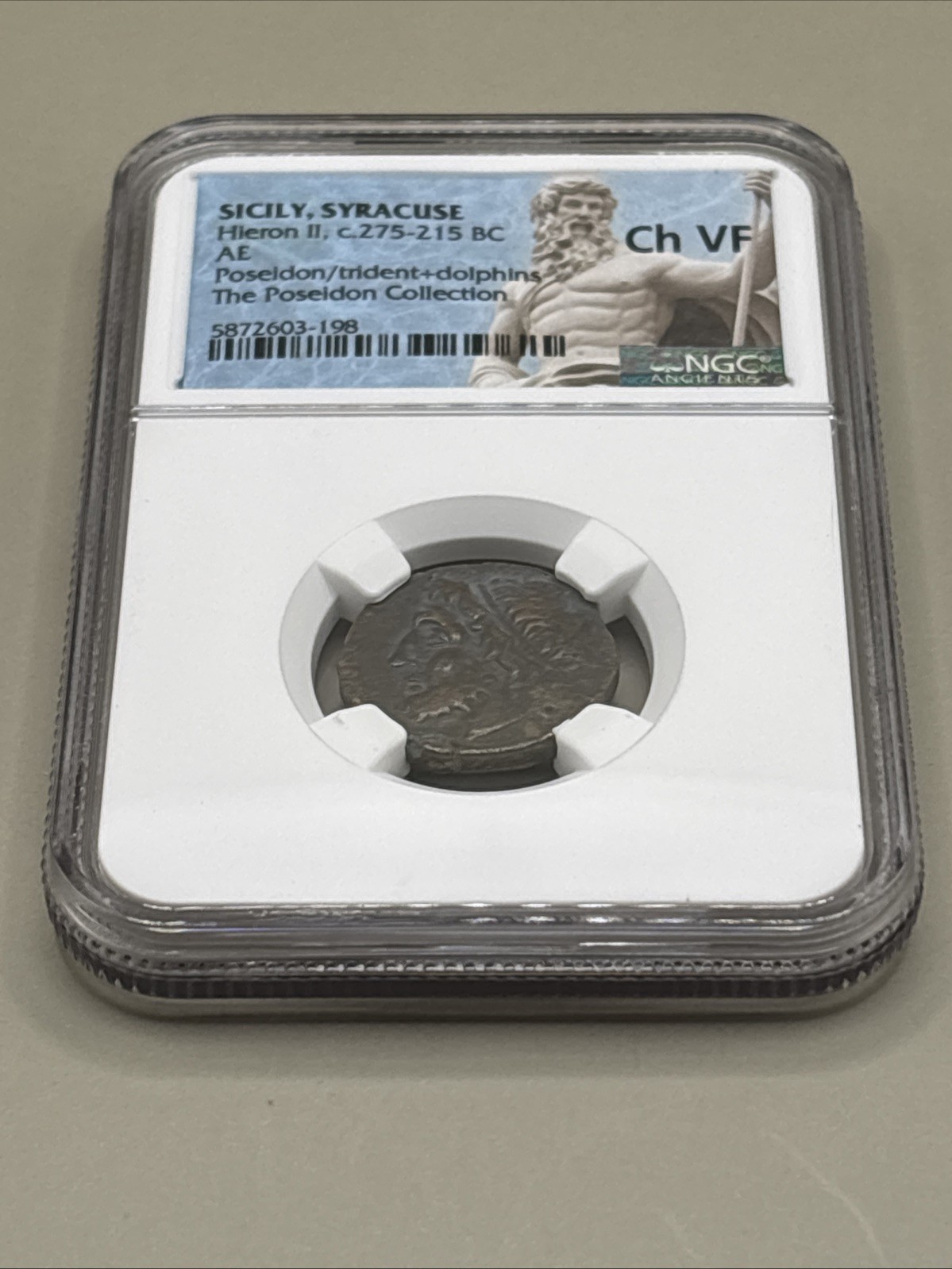 Sicily Syracuse AE Bronze Hiero II c.275–215 BC NGC Ch VF Poseidon Trident