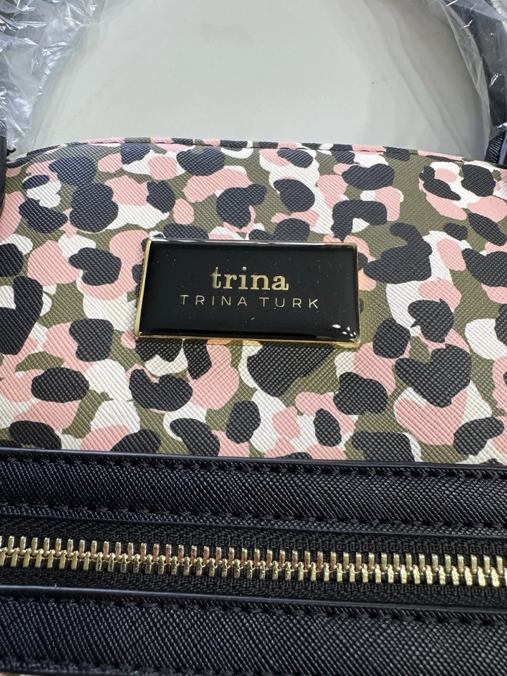 Trina Turk 托特包钱包豹纹可拆卸肩带素食皮革全新带标签 148 美元 — 第 2/4 张图片