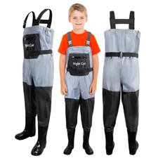 2-Ply Waterproof Chest Waders Nylon Hunting Fishing Bootfoot 28-35 Size for Kids
