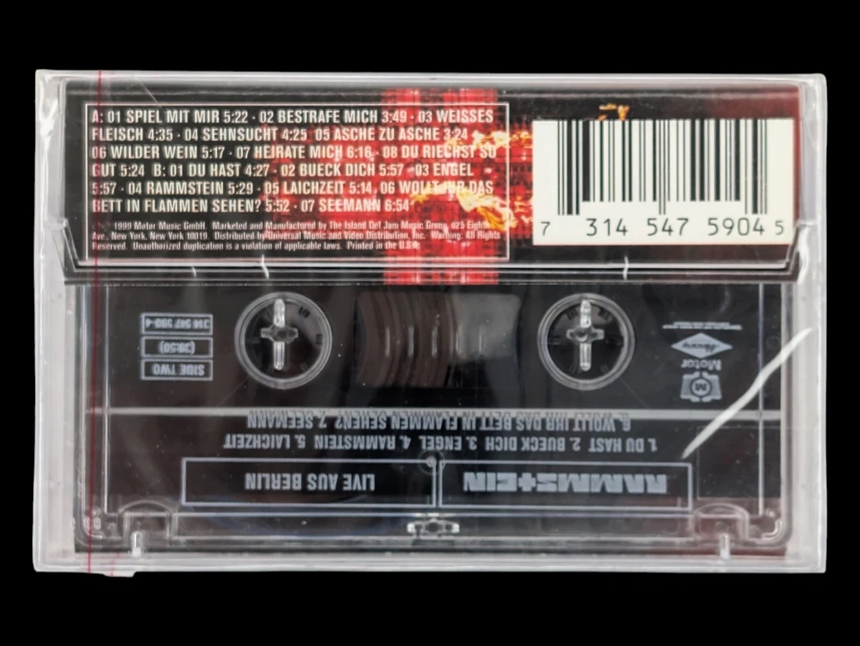 SEALED, Rammstein – Live Aus Berlin, Audio Cassette, Hype Sticker, US, 1999 Foto 2 de 4