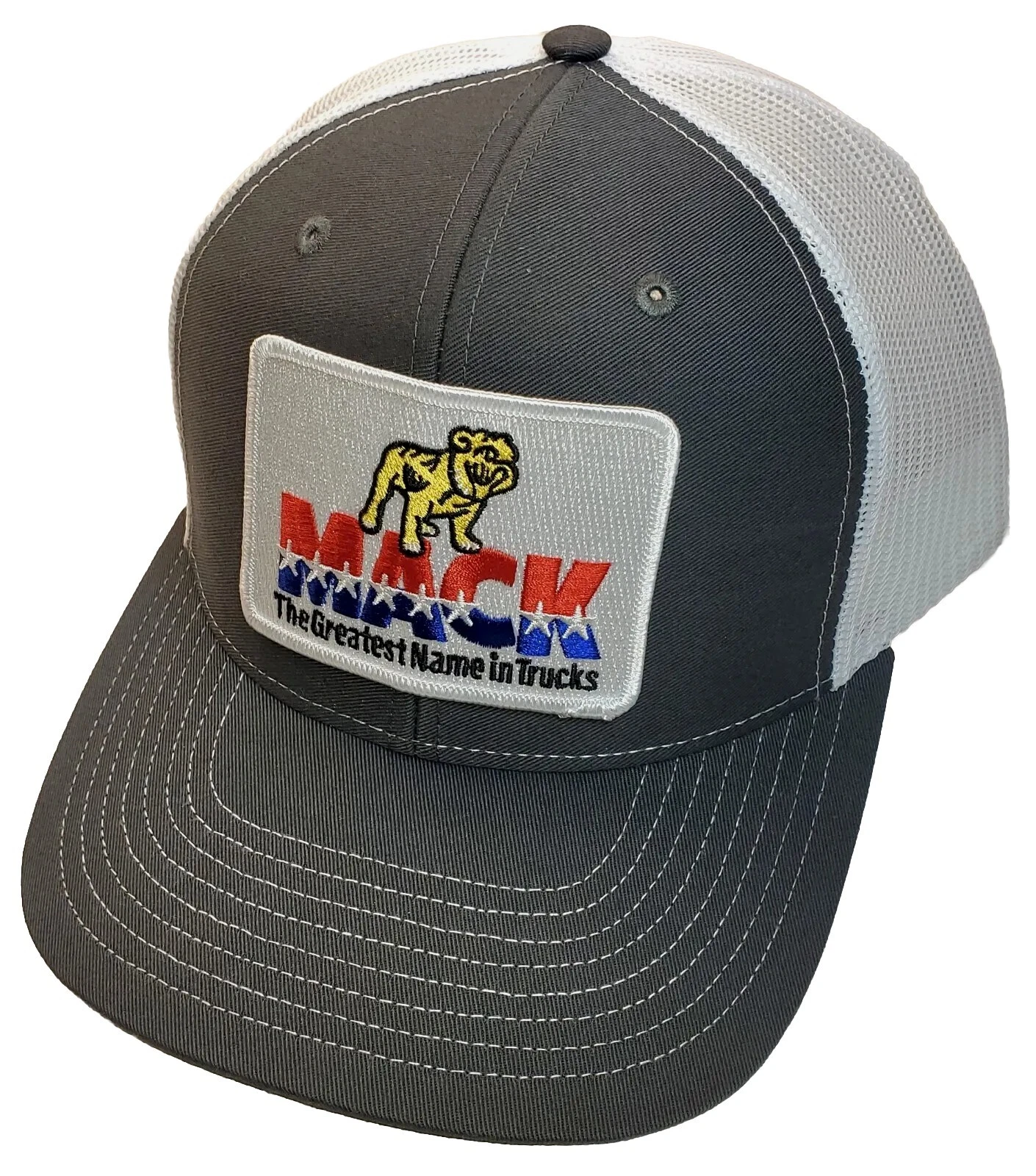 MACK TRUCK Patch on Richardson 112 Trucker Hat Snapback Charcoal/White