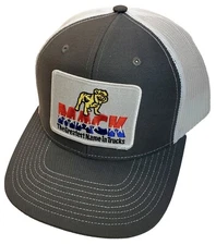 MACK TRUCK Patch on Richardson 112 Trucker Hat Snapback Charcoal/White 