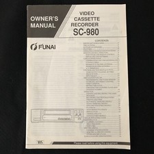 Original MANUAL ONLY For Funai VHS VCR Model  SC980. Manual Only.