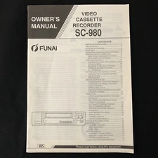 Original MANUAL ONLY For Funai VHS VCR Model # SC980. Manual Only.