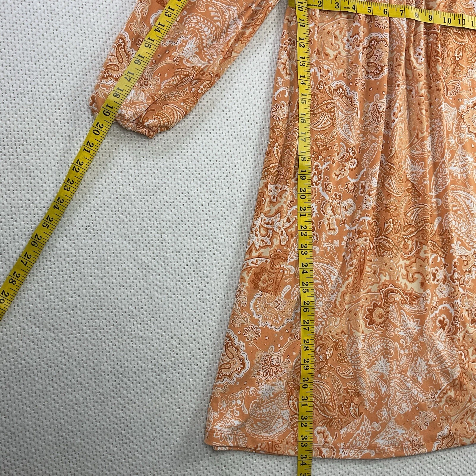 Abito Michael Kors stampa paisley scollo quadrato manica lunga XS