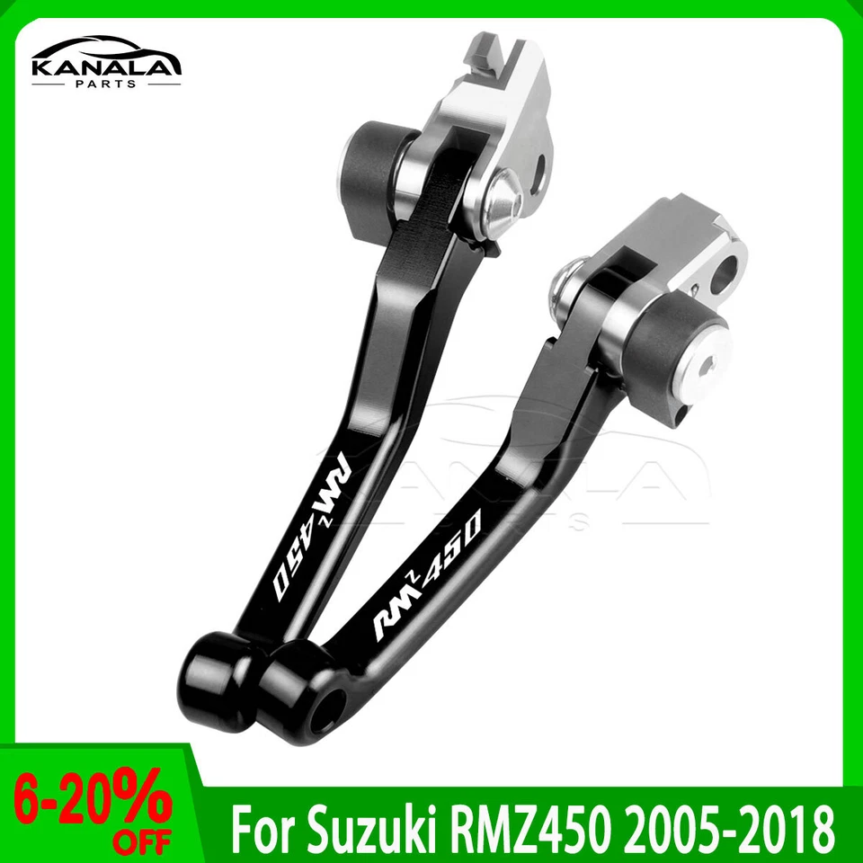 For Suzuki RMZ450 2005-2018 Aluminum Motocross Pivot Brake Clutch Levers NEW Foto 4 de 4