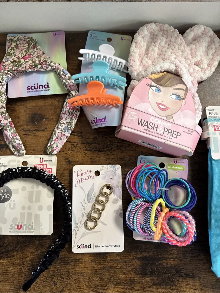 12 Piece Scunci Lot: Headbands, Clips & Scrunchies: Multicolor #3 - Image 3 of 4
