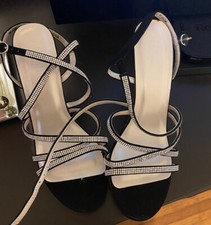 Davids Bridal Criss Cross Strap Black Heels With Bling Size 9