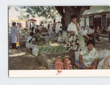 Postcard Market Place Scene Fiji
