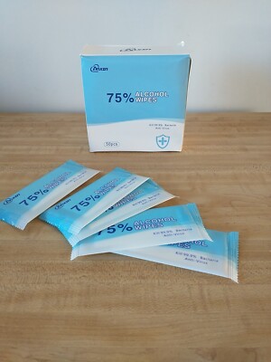  Alcohol Wipes 75% Individually Wrapped 50 Pieces In Box Kills Bacteria Viruses